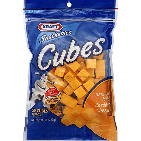 Kraft Snackables Cheese Cubes Natural Mild Cheddar Dairy Quality Foods