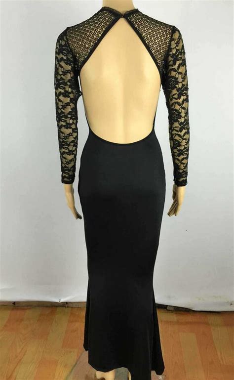 Sexy Black Lace Backless Dress On Luulla