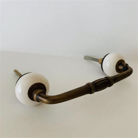White Porcelain 4-Inch Cabinet Handles Drawer Handles Silver or Bronze ...