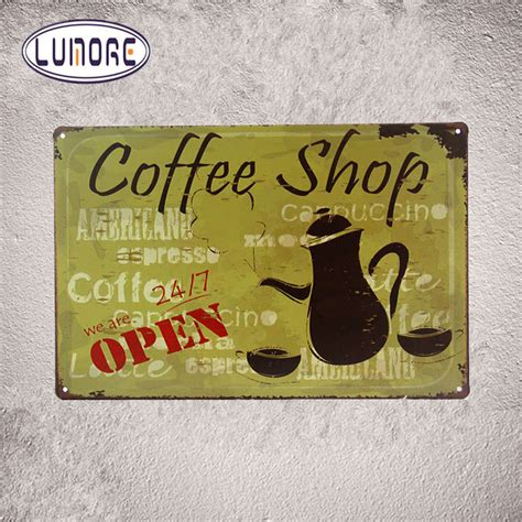 Metal Sign We Are Open 247 Coffee Shop Art Print Wall