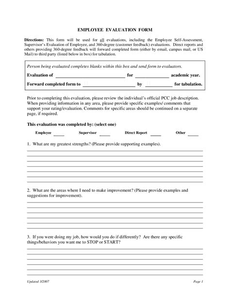 Blank Employee Evaluation Forms