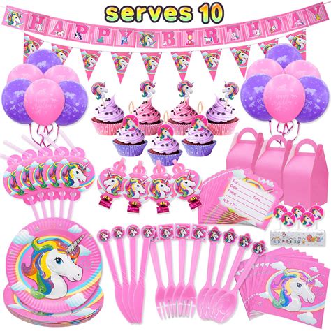 145 Pack Unicorn Birthday Party Decorations Supplies Kit Favors Serves