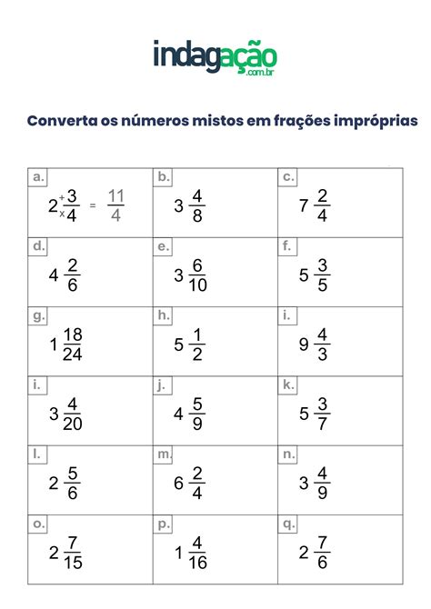 Números Mistos Exercícios 5 Ano Com Gabarito