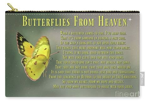 Spiritual Butterfly Sympathy Card With Poem Carry All Pouch By
