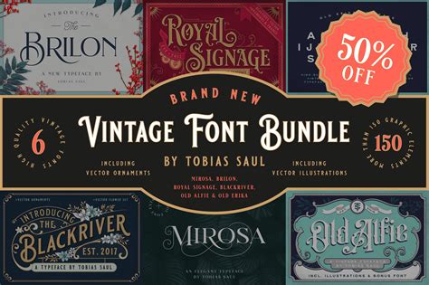 Vintage Font Bundle Display Fonts Creative Market