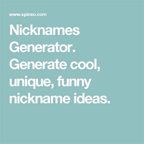 Nicknames Generator Generate Cool Unique Funny Nickname Ideas