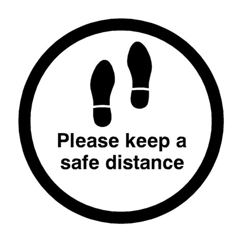 Please Keep A Safe Distance Floor Sticker Black Pvc Safety Signs
