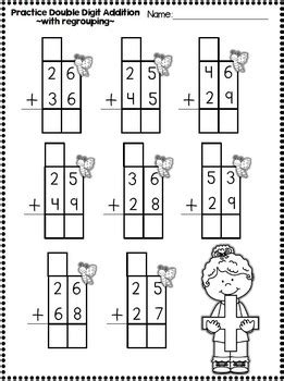 Up to 4 digits no regrouping addition worksheets. Double Digit Addition and Subrtraction Printables~ WITH regrouping