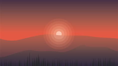 vector, Landscape, Sunset, Mountains Wallpapers HD / Desktop and Mobile ...