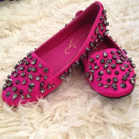 Hot Pink Jewelspike Studded Flats Studded Flats Privileged Shoes