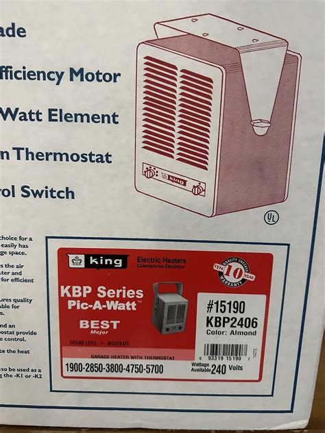 King Electric Kbp2406 5700w Single Phase Unit Heater Brand New Sealed