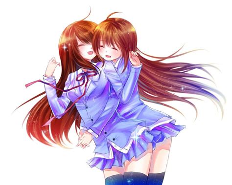 Anime Best Friends Hugging Chibi