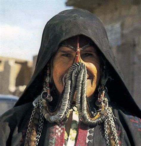 Bedouin Woman From The Negev Desert Under Her Coin Covered Face Veil She Is Also Wearing A