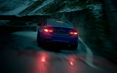 Download Wallpapers Bmw M4 Coupe Mountain Road 2017 Cars F82 Night