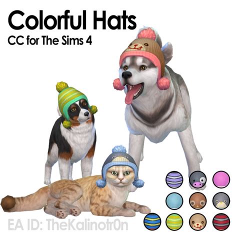 Colorful Hats For Small Dogs And Cats At Kalino Sims 4 Updates