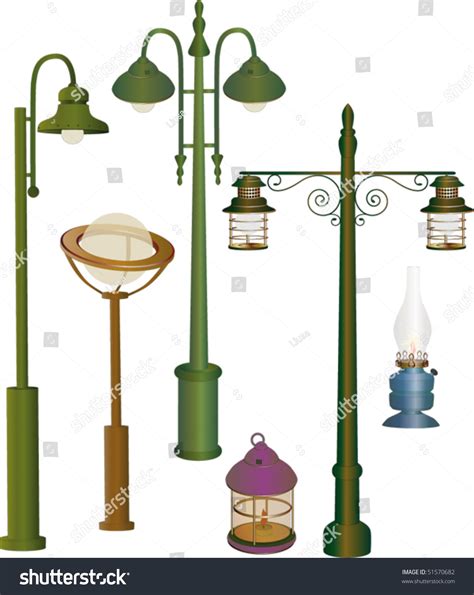 Collection Street Lanterns Stock Vector Illustration 51570682
