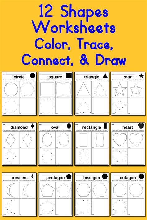 Preschool and kindergarten shapes printable worksheets for teachers and homeschool parents. 12 Shapes Worksheets: Color, Trace, Connect, & Draw ...