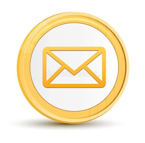 Email Icon Gold Round Button Golden Coin Shiny Frame Luxury Concept