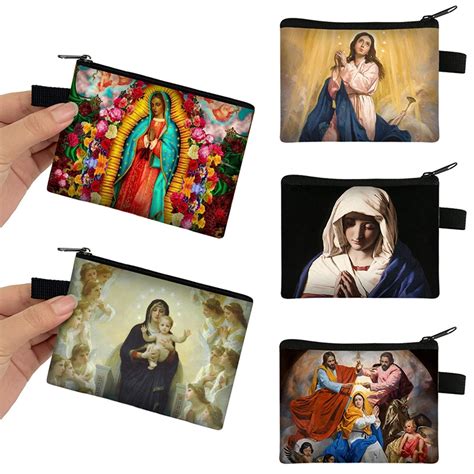 Our Lady Of Guadalupe Virgin Mary Print Coin Purse Women Catholic Mexico Wallets Id Credit Card