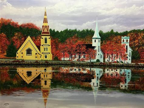 Autumn Leaves At The Three Churches Painting By Lawren Nause Fine Art