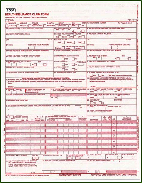 Cms Claim Form Fillable Free Printable Forms Free Online