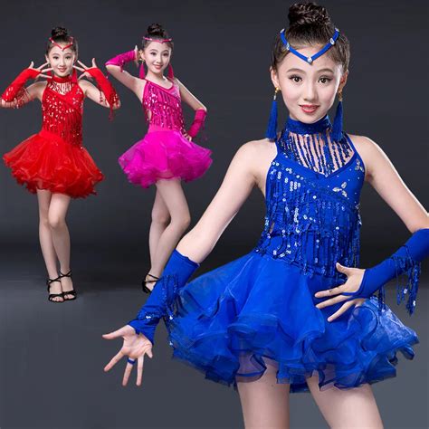 Tassels Dance Dress For Girls Latin Dance Children Kids Performance