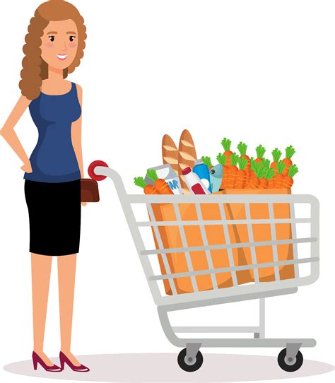 Big Image People Shopping With Cart Clipart Png Download Full