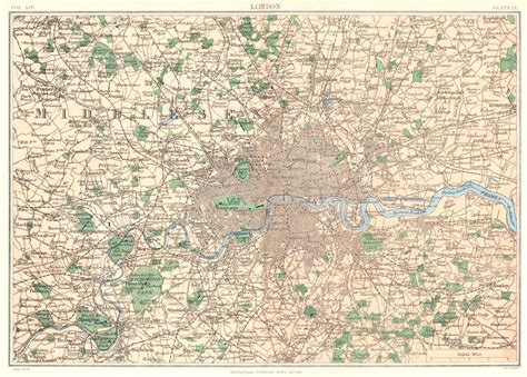 London Greater London Britannica 9th Edition 1898 Old Antique Map