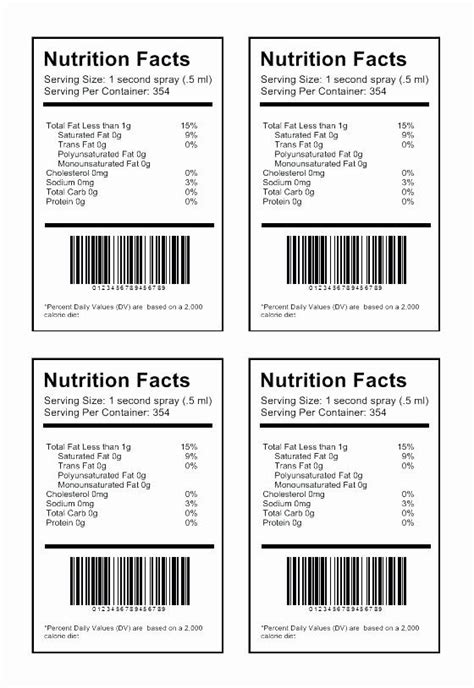 Nutrition Fact Labels Fill In Template
