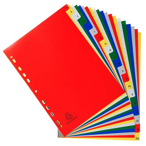 Exacompta A4 Coloured A Z 20 Tabs Dividers 5 Packs Of 20 Dividers