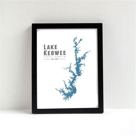 Lake Keowee South Carolina Wall Art Print Souvenir T Etsy