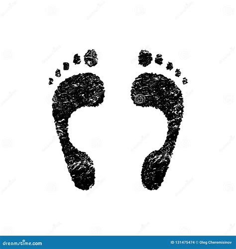 Black Grunge Barefoot Footprint Isolated On White Background Vector