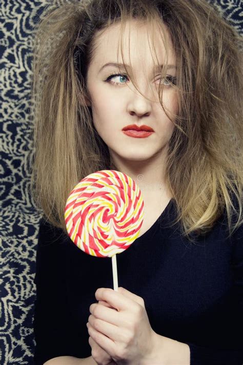 Woman With A Sugar Candy Stock Image Image Of Long Lips 11786403