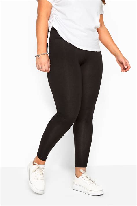 Plus Size Black Tummy Control Soft Touch Leggings Yours Clothing
