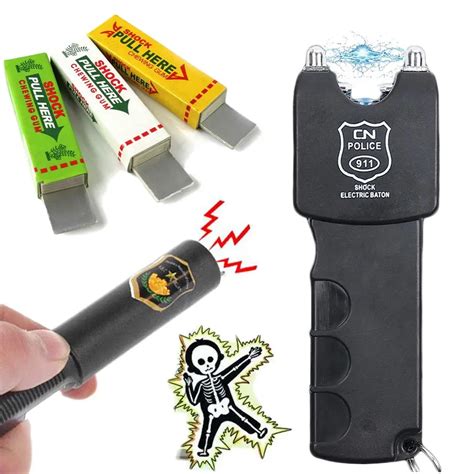 new electric shock batons stick shocking flashlight shocker electric anti stress gadget joke