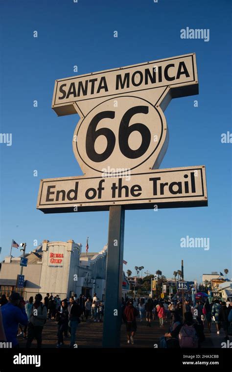 Santa Monica Pier Route 66 End Of The Trail Hi Res Stock Photography