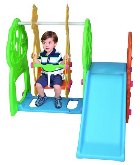 Indoor Outdoor Swing And Slide Playground Multi Color Playset Gym Fun