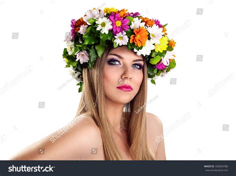 Sensual Naked Woman Wearing Flower Wreath Stock Photo Shutterstock