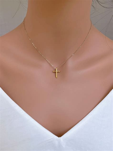 Cross Necklace Women K Solid Gold Cross Necklace Cross Etsy De
