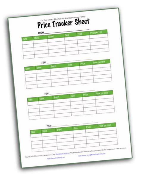 Price Tracker Sheet Free Money Saving Tool For Grocery Savings