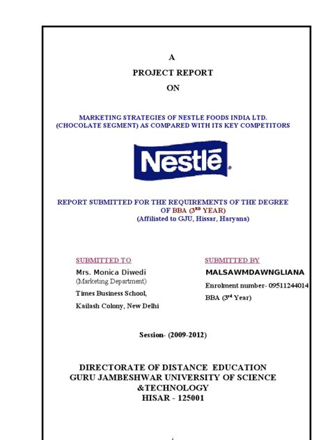 Nestlé's origins date back to 1866, when two separate swiss enterprises were founded that would later form the core of nestlé. Nestle - Marketing Strategies of Nestle Foods India Ltd ...
