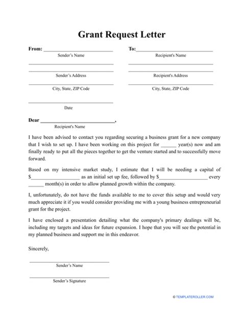 Grant Request Letter Template Download Printable Pdf Templateroller