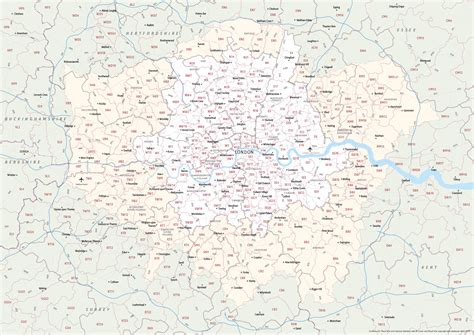 Map London Postcodes Map Of Counties Around London