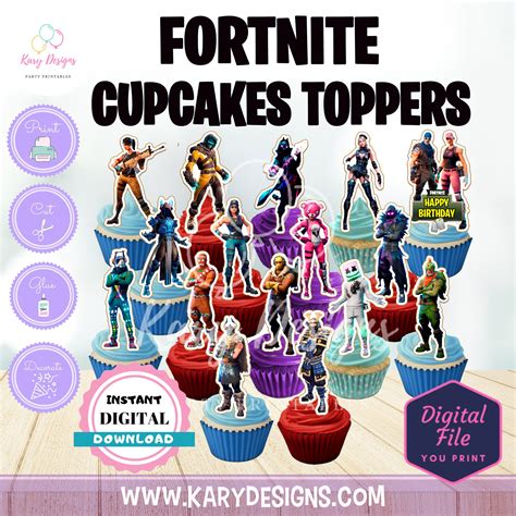 Fortnite Cupcakes Toppers Kary Designs