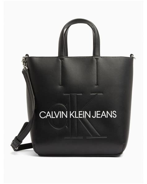 Calvin Klein Sculpted Monogram Mini Tote Bag Colour Black Details A