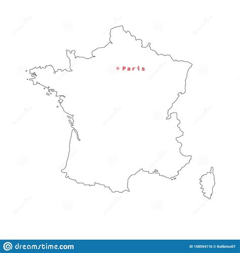 Free france powerpoint map free powerpoint templates. Vector Illustration Of Black Outline France Map With Capital City Paris. Stock Vector ...