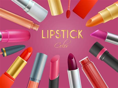 Premium Vector Realistic Lipstick Color Pattern Banner Countenance