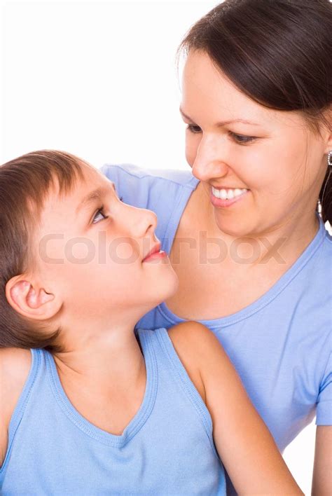 mother holding her son stock image colourbox