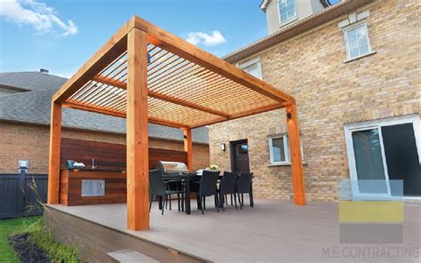 Composite Deck And Pergolas With Outdoor Kitchen Toronto Custom Deck