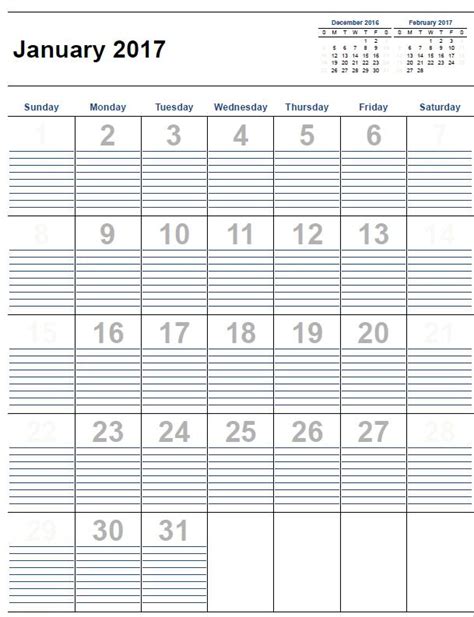 Printable Calendar 2017 Home Life Weekly